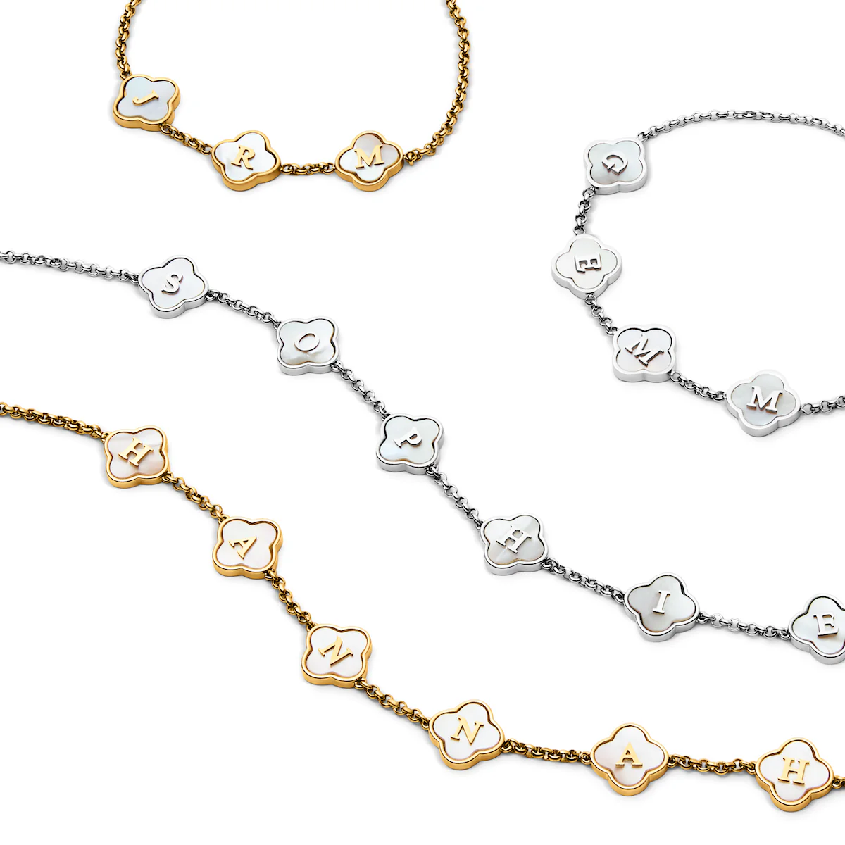 Pearl Clover Custom Name Necklace (Silver) - Image 5