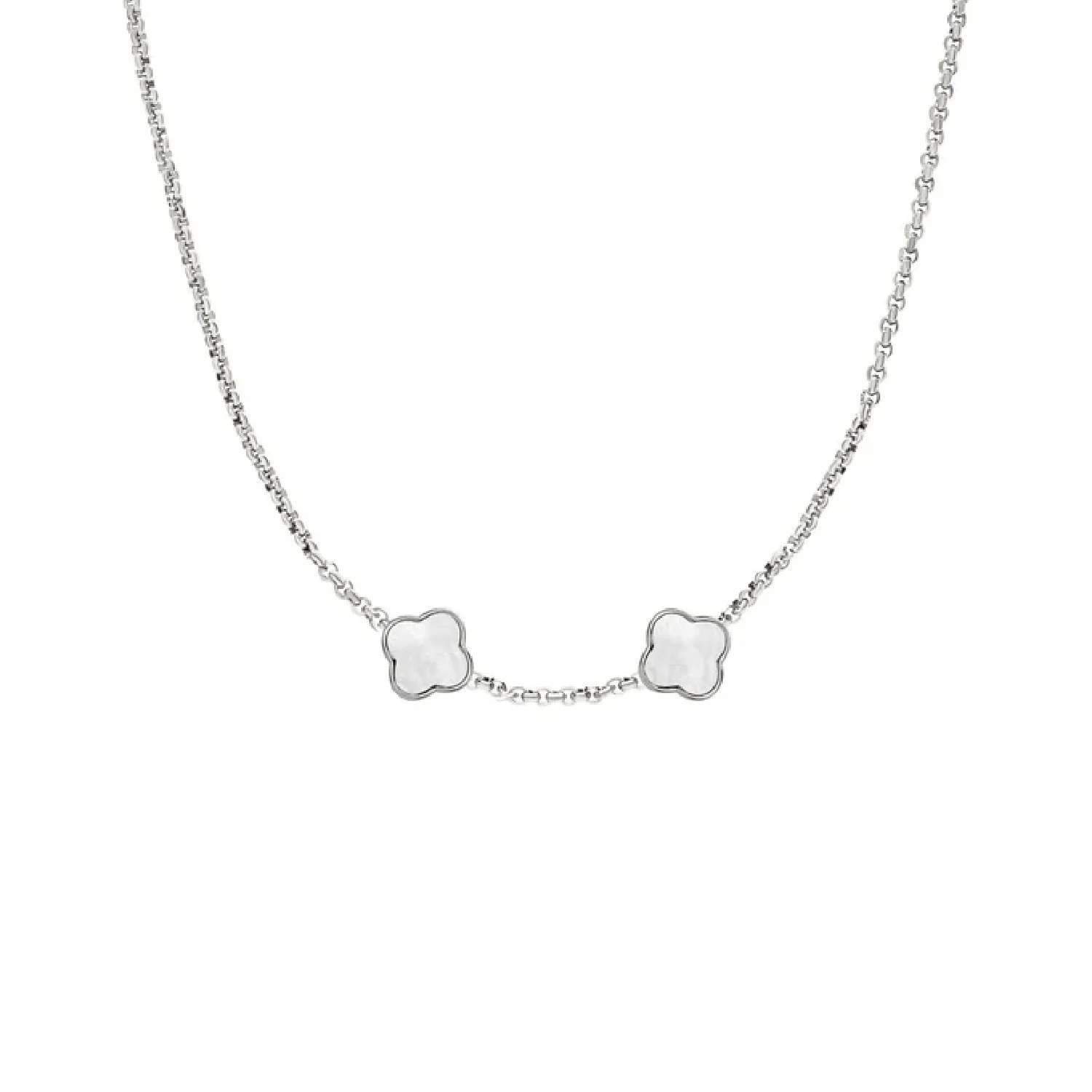 Pearl Clover Custom Name Necklace (Silver) - Image 6