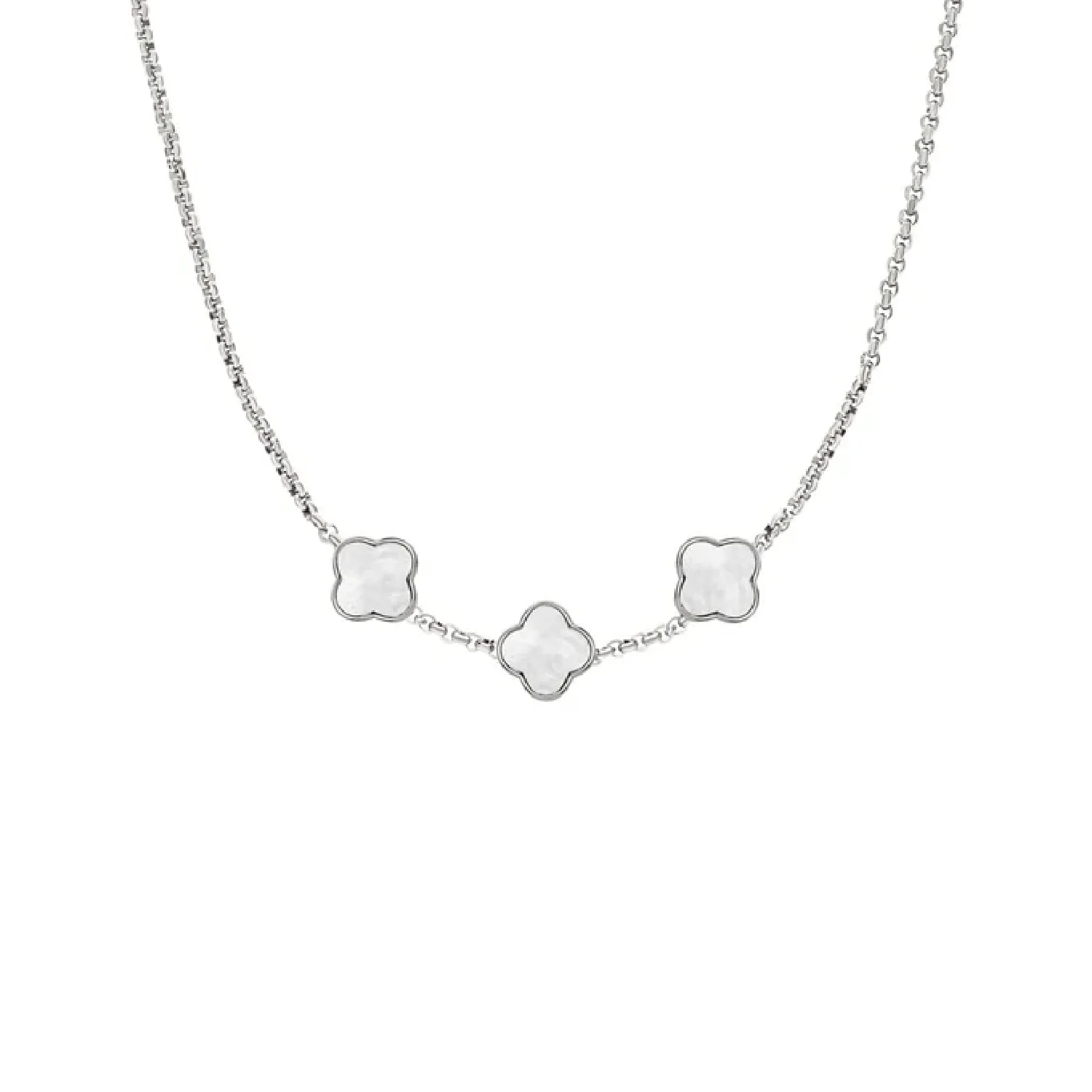 Pearl Clover Custom Name Necklace (Silver) - Image 7