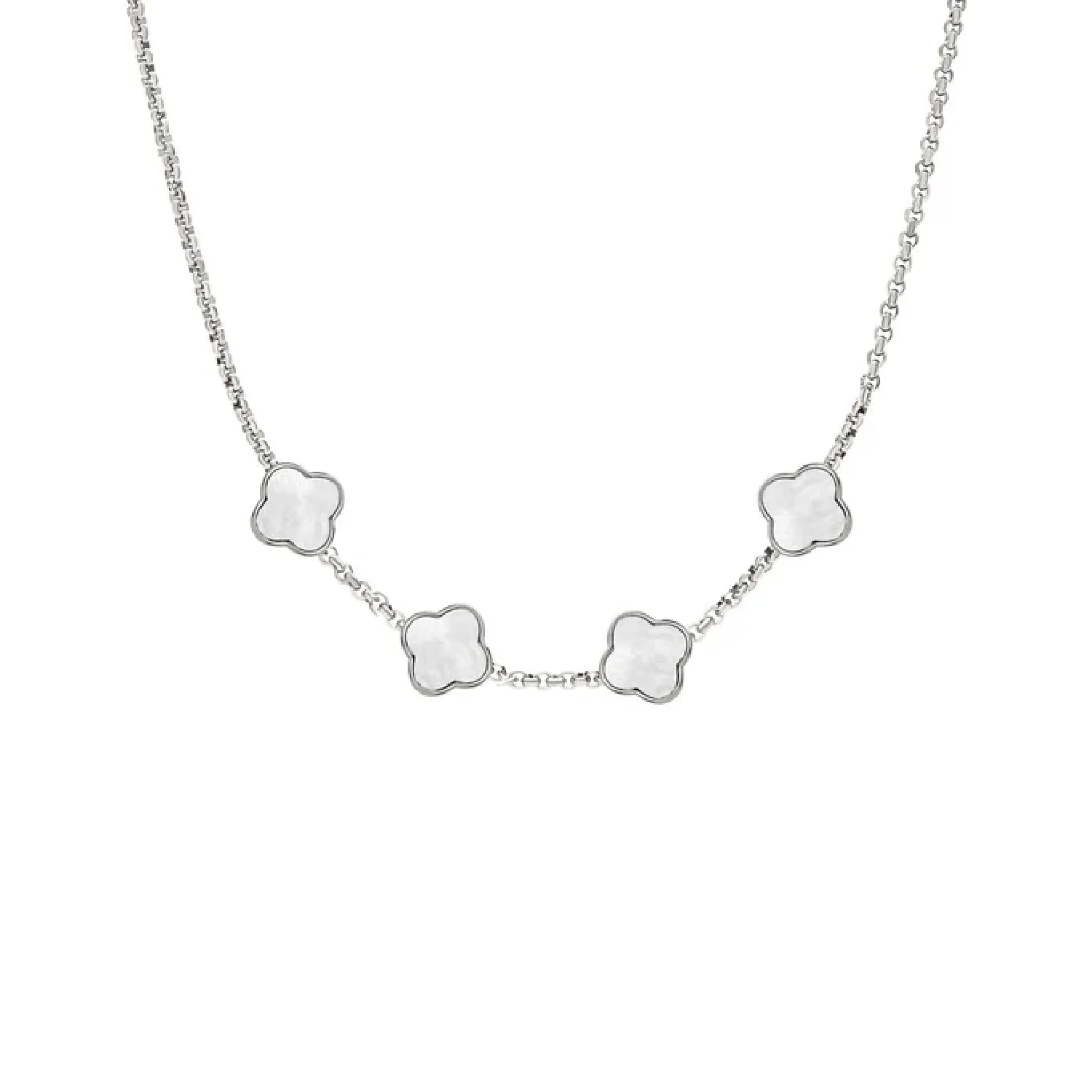 Pearl Clover Custom Name Necklace (Silver) - Image 8