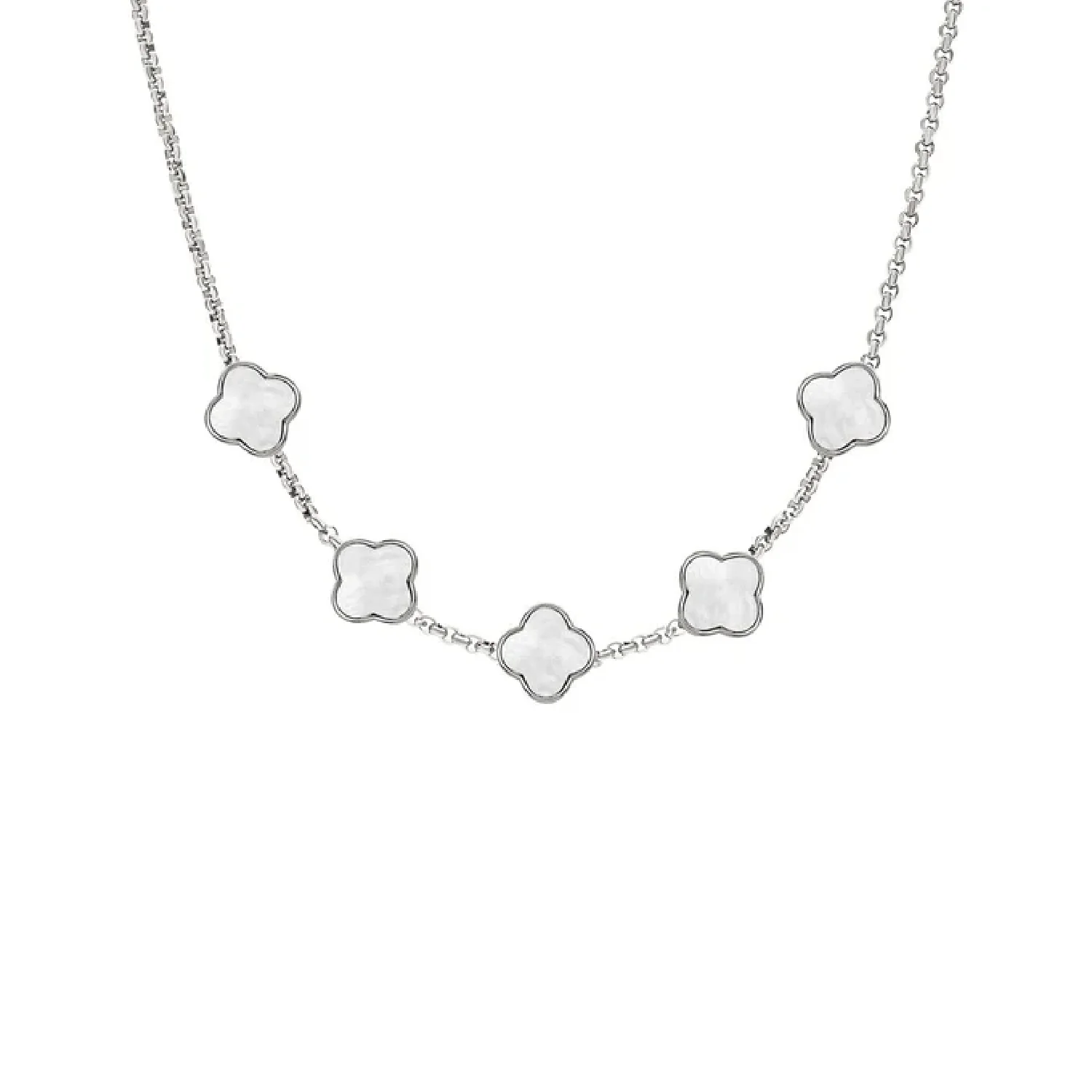 Pearl Clover Custom Name Necklace (Silver) - Image 9