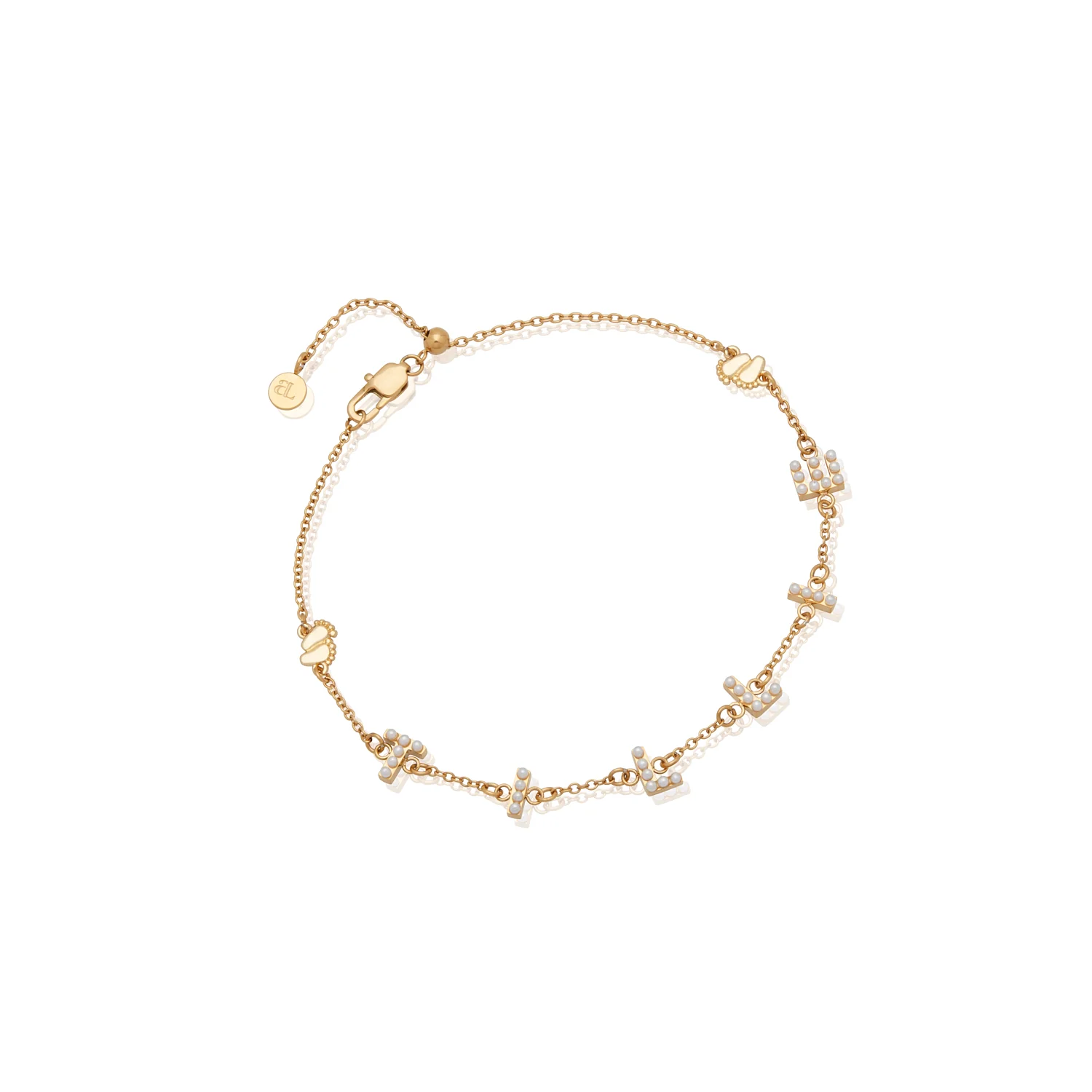 Pearl Custom Name Bracelet (Gold) - Image 5