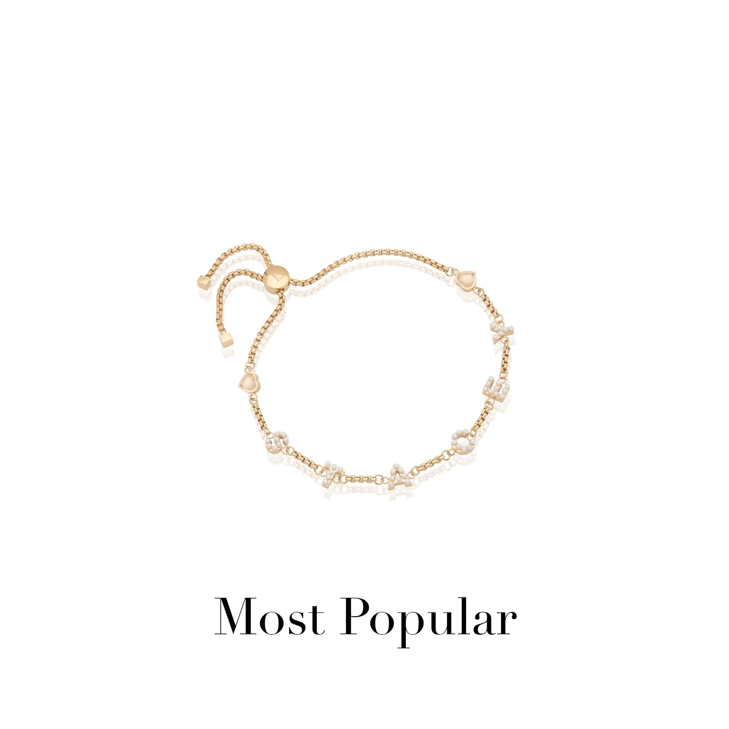 Pearl Custom Name Bracelet (Gold) - Image 9