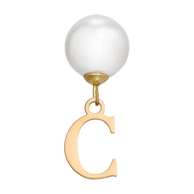 Pearl Initial Drop Earrings (Gold) - Image 10