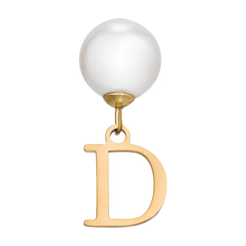 Pearl Initial Drop Earrings (Gold) - Image 11
