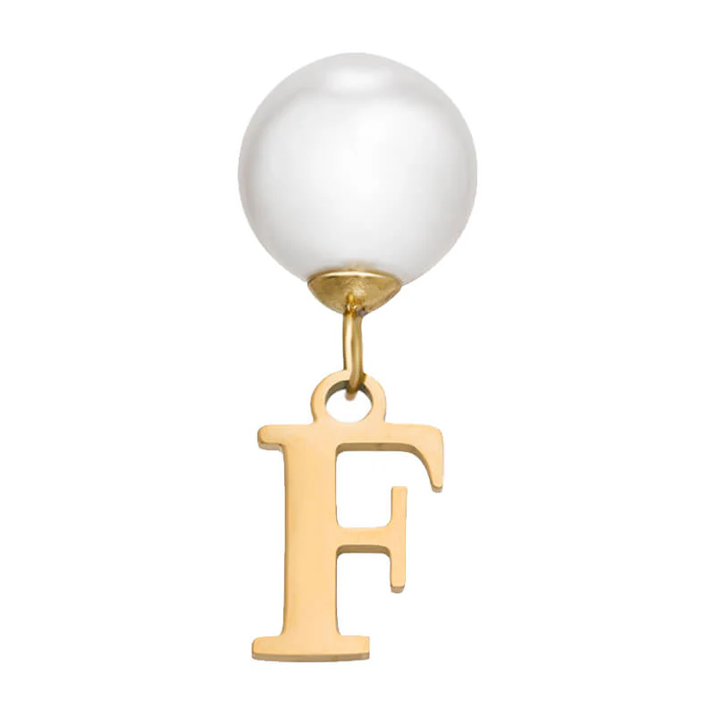 Pearl Initial Drop Earrings (Gold) - Image 13