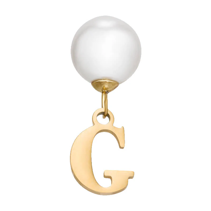 Pearl Initial Drop Earrings (Gold) - Image 14