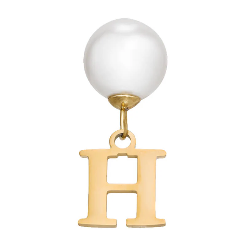 Pearl Initial Drop Earrings (Gold) - Image 15