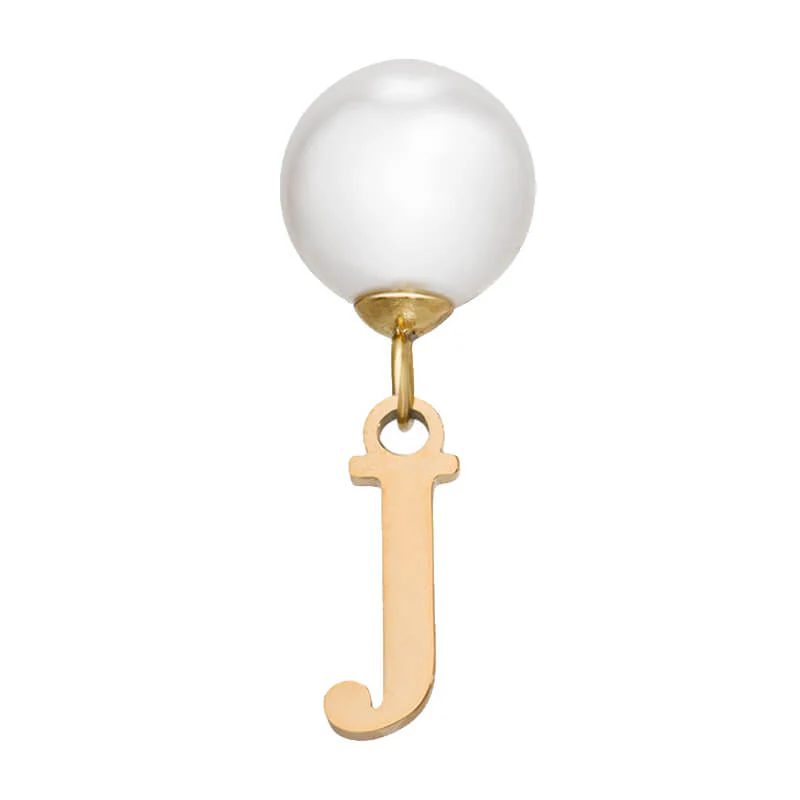 Pearl Initial Drop Earrings (Gold) - Image 17