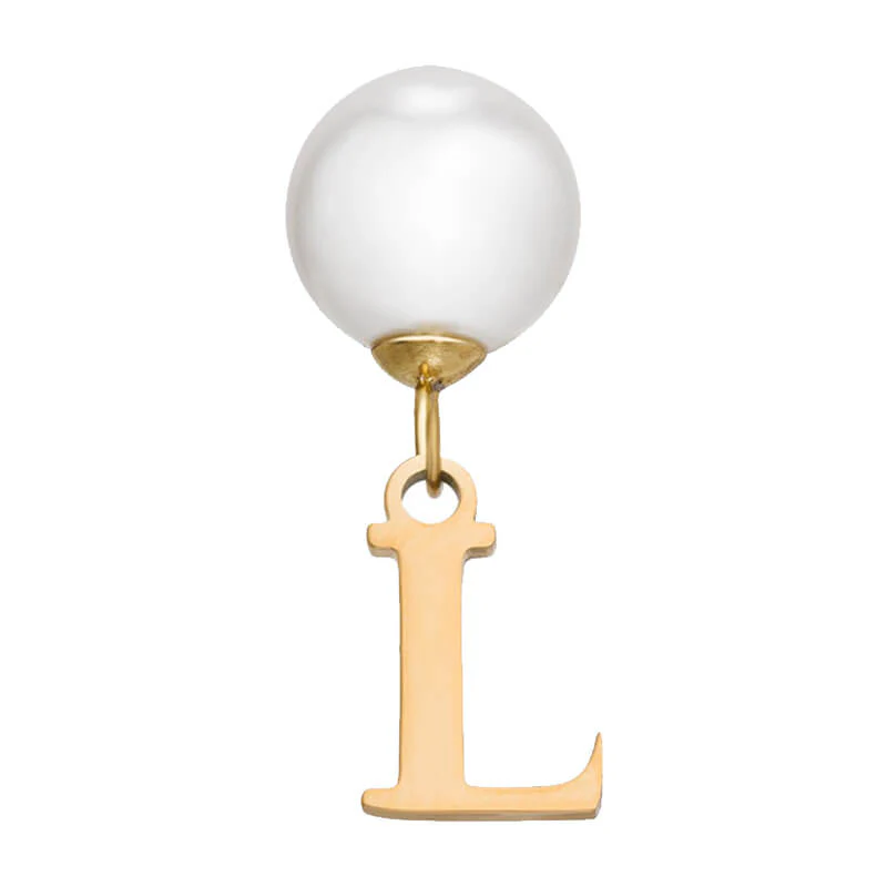 Pearl Initial Drop Earrings (Gold) - Image 19