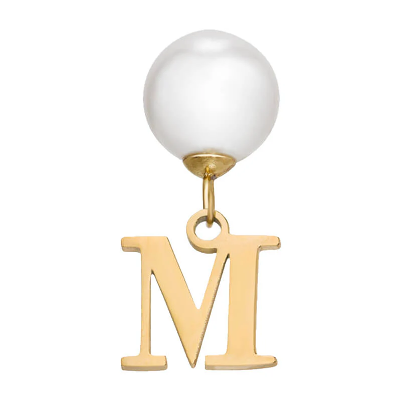 Pearl Initial Drop Earrings (Gold) - Image 20