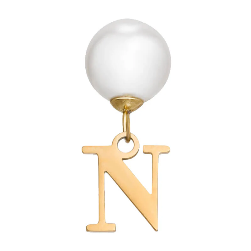 Pearl Initial Drop Earrings (Gold) - Image 21