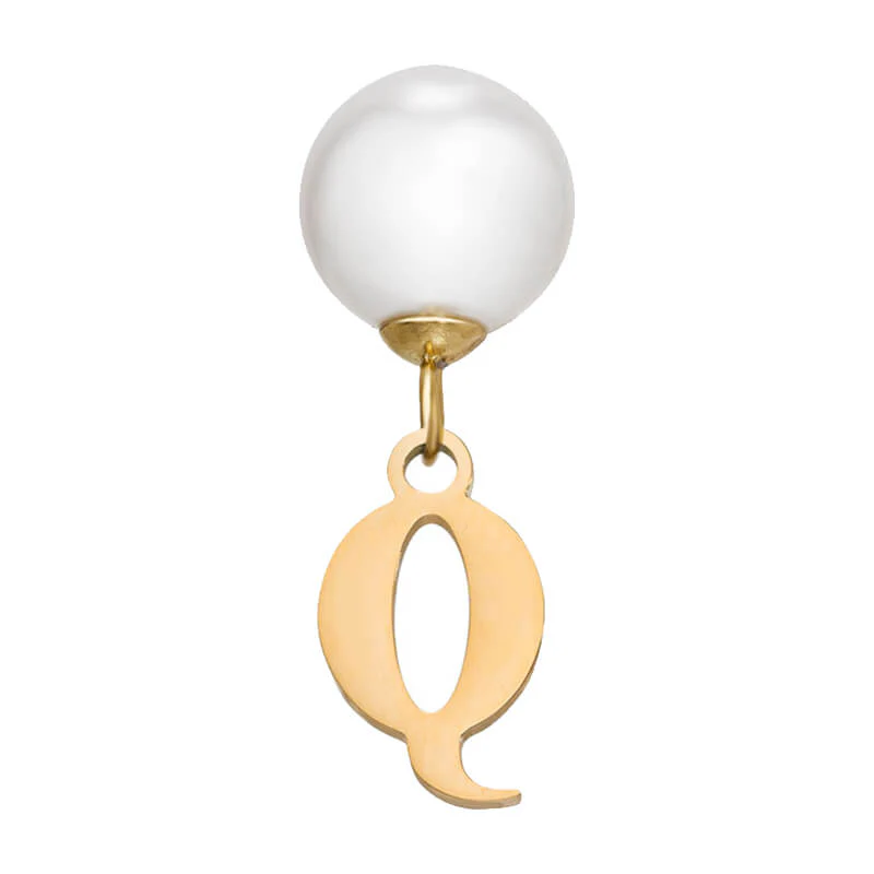 Pearl Initial Drop Earrings (Gold) - Image 24