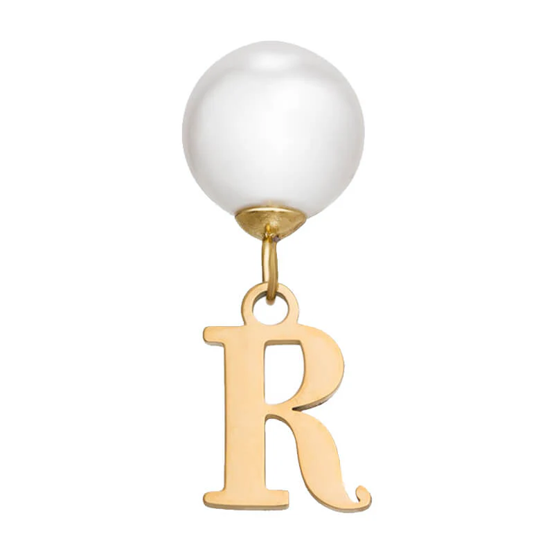 Pearl Initial Drop Earrings (Gold) - Image 25