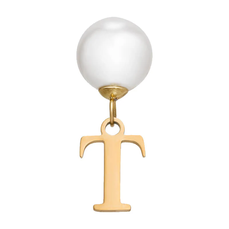 Pearl Initial Drop Earrings (Gold) - Image 27