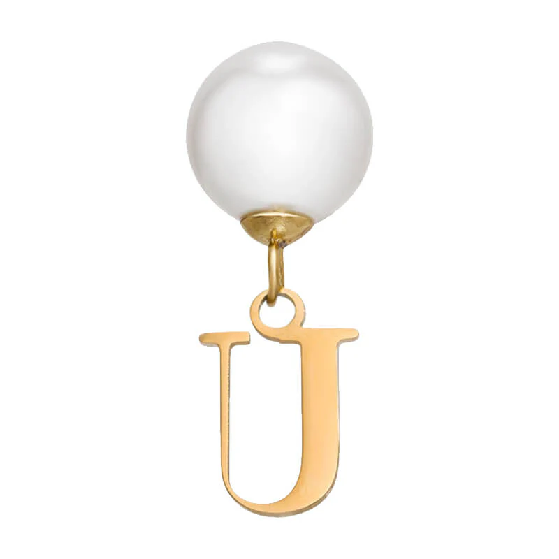 Pearl Initial Drop Earrings (Gold) - Image 28