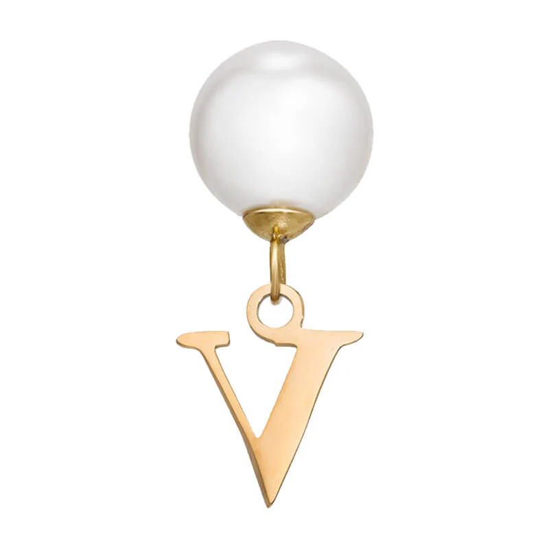 Pearl Initial Drop Earrings (Gold) - Image 29