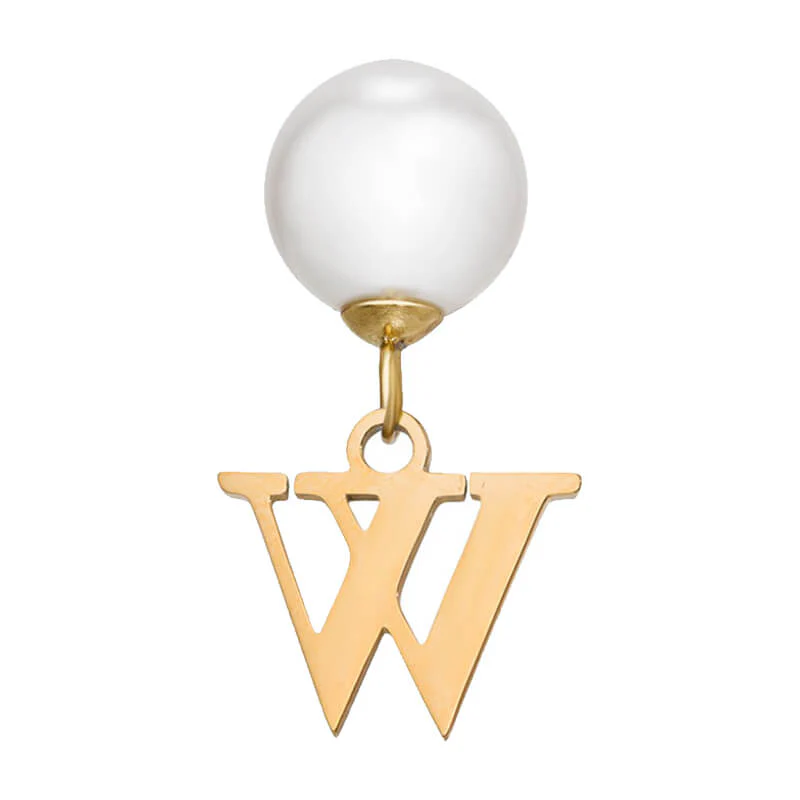 Pearl Initial Drop Earrings (Gold) - Image 30