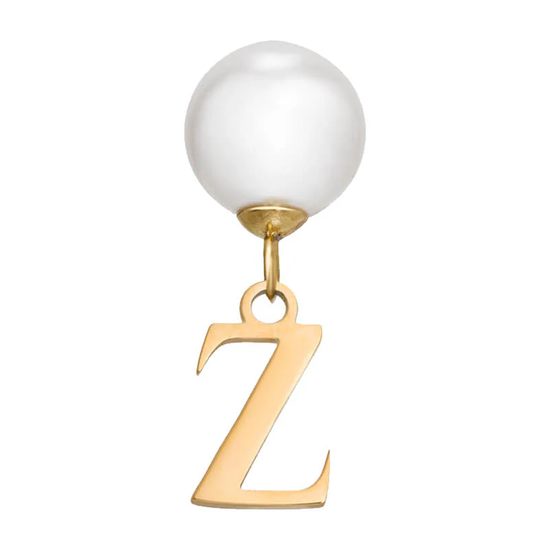 Pearl Initial Drop Earrings (Gold) - Image 34