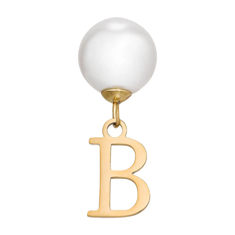 Pearl Initial Drop Earrings (Gold) - Image 9