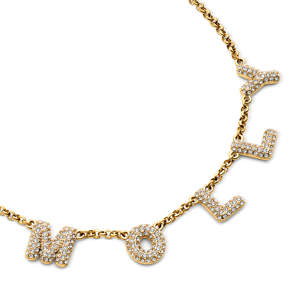 Spotlight Pavé Bubble Name Necklace (Gold) - Image 5