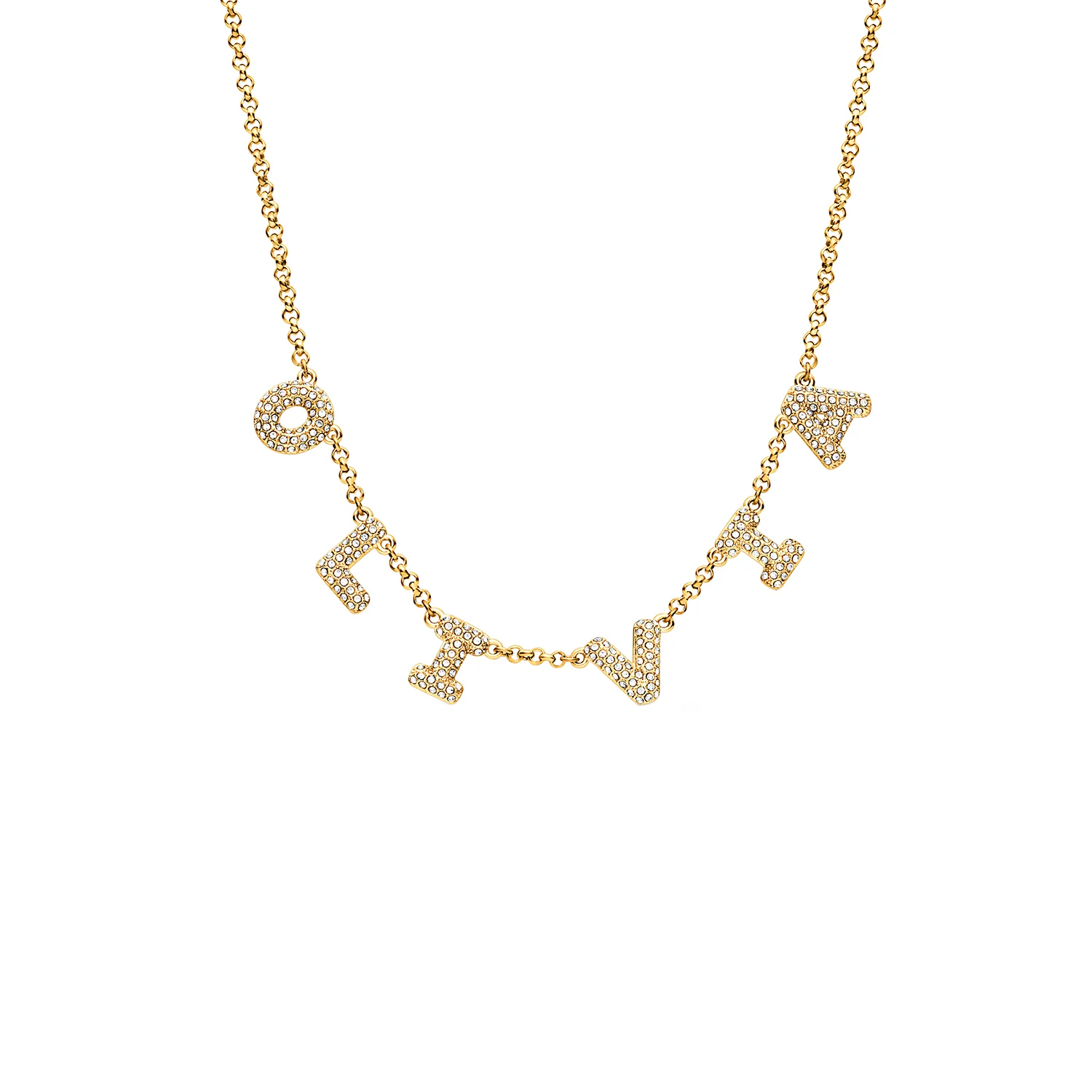 Spotlight Pavé Bubble Name Necklace (Gold) - Image 7