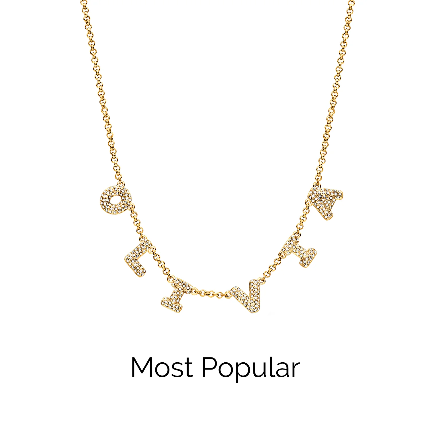 Spotlight Pavé Bubble Name Necklace (Gold) - Image 8