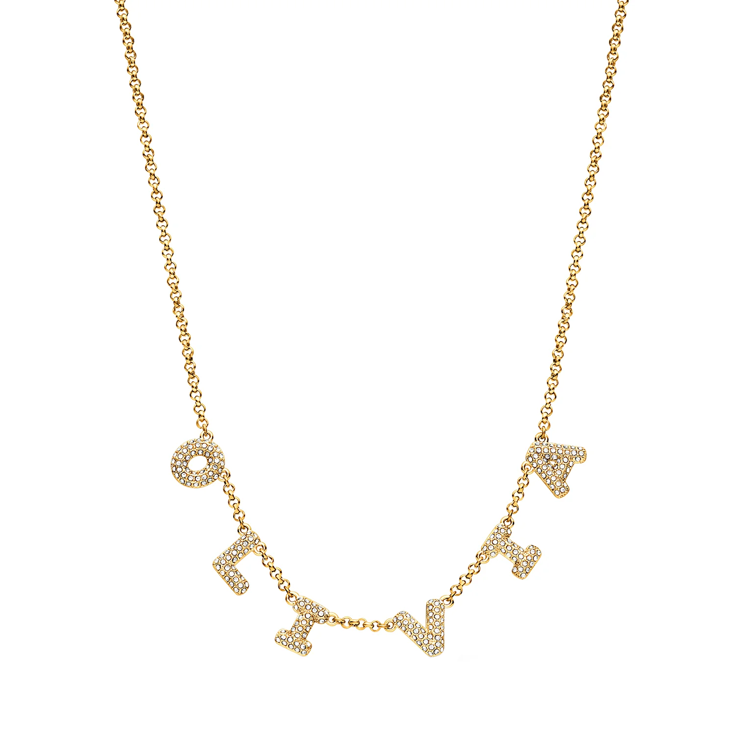 Spotlight Pavé Bubble Name Necklace (Gold) - Image 9
