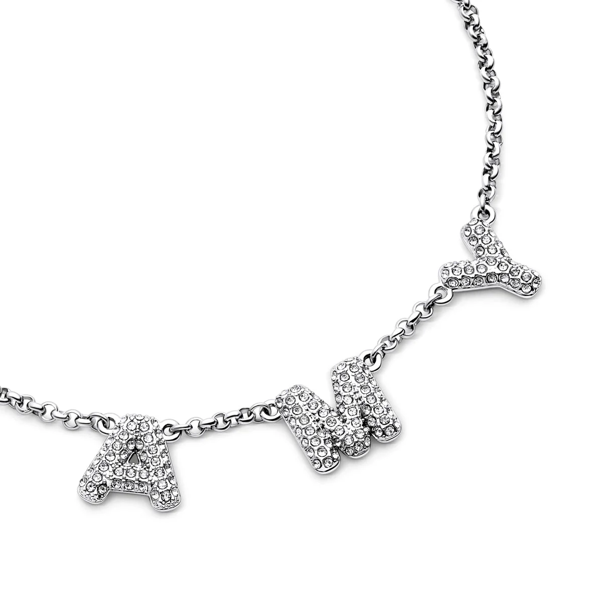 Spotlight Pavé Bubble Name Necklace (Silver) - Image 4