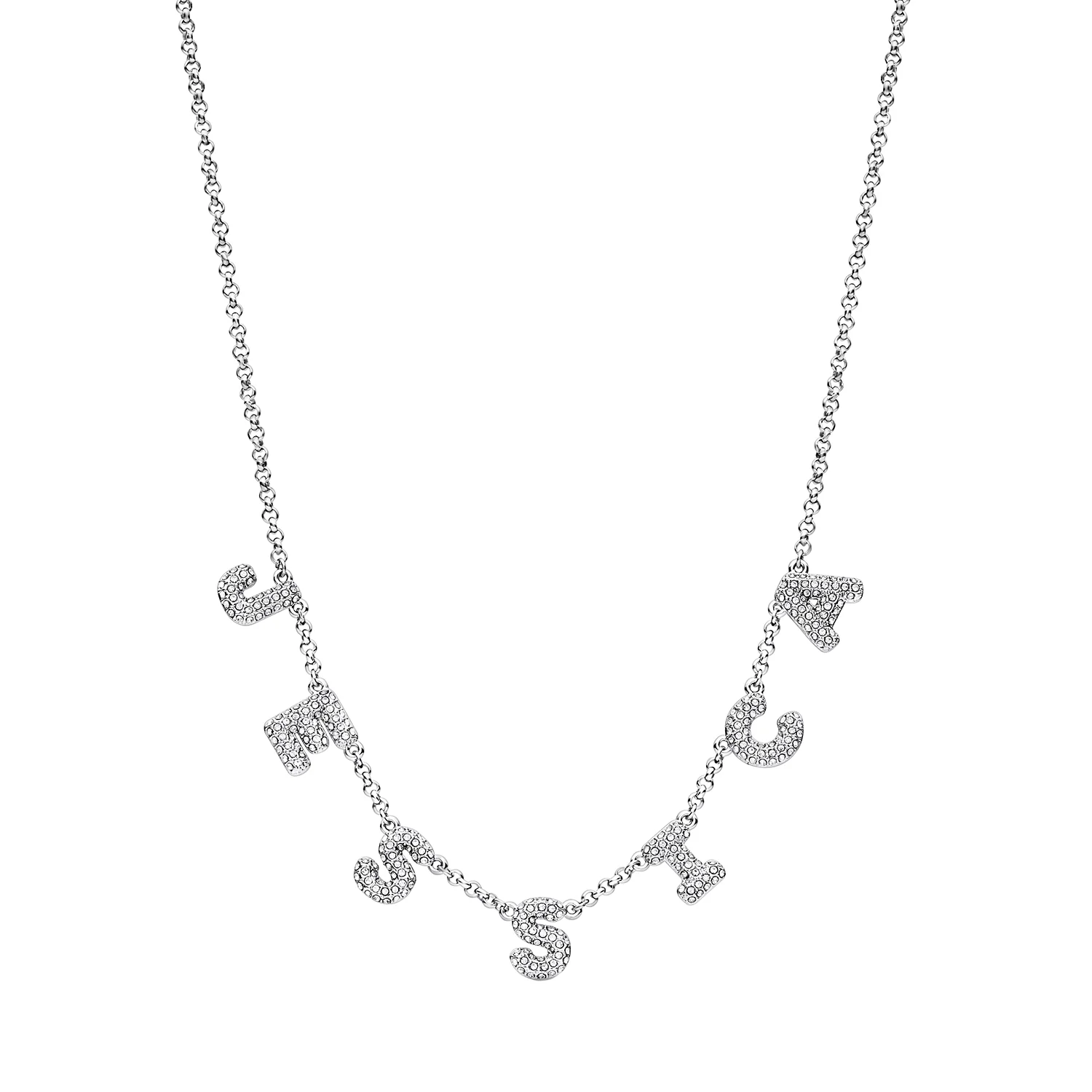 Spotlight Pavé Bubble Name Necklace (Silver) - Image 8