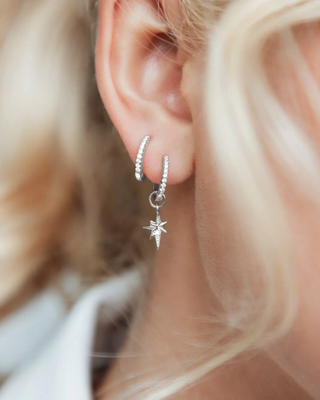 Sterling Silver Starburst Ear Set (Silver) - Image 3