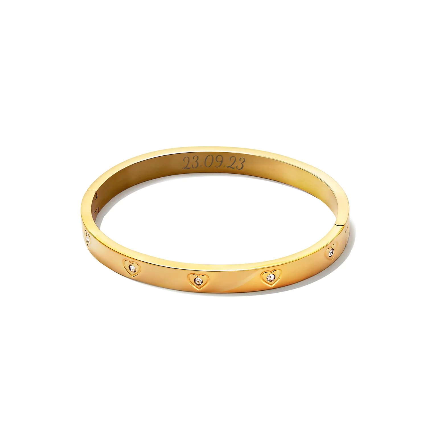 Statement Crystal Heart Bangle (Gold) - Image 11