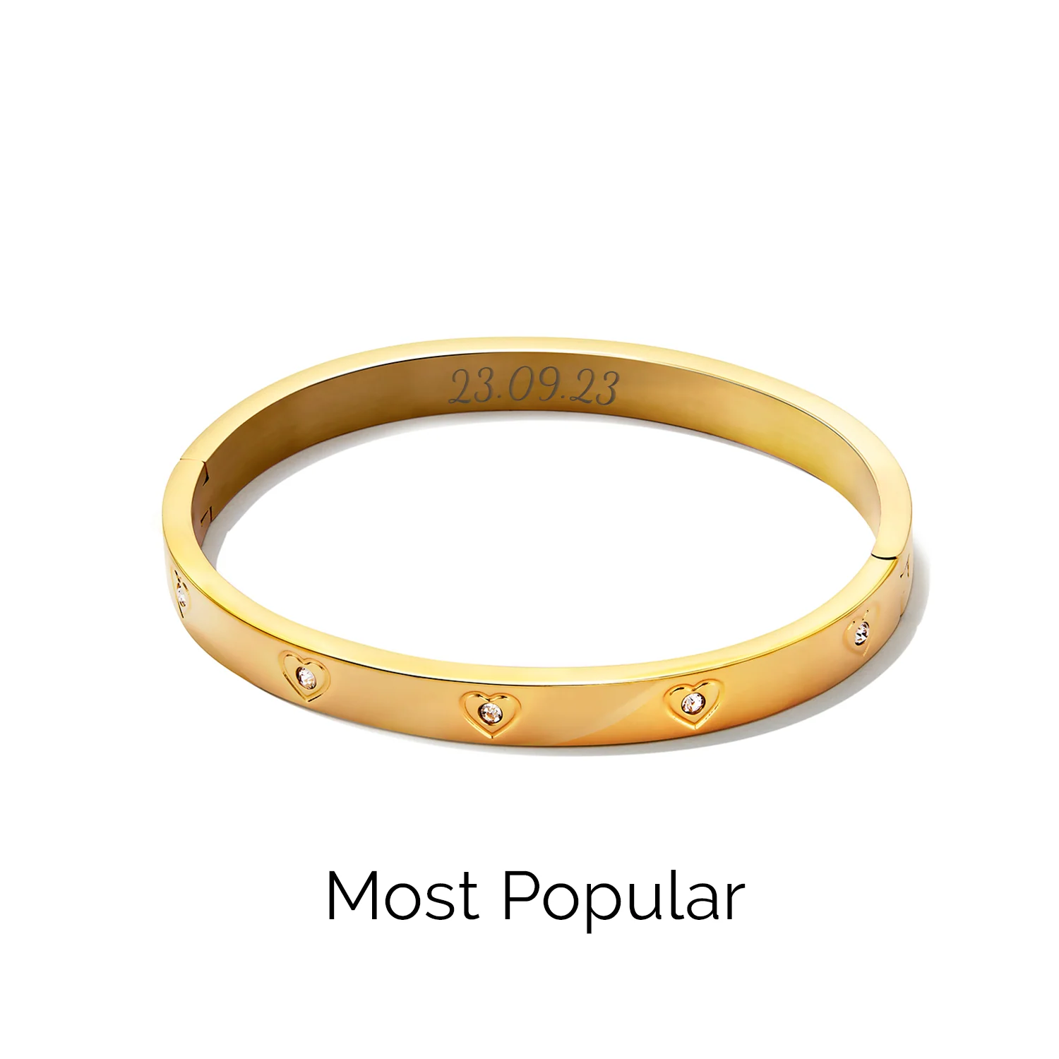 Statement Crystal Heart Bangle (Gold) - Image 12
