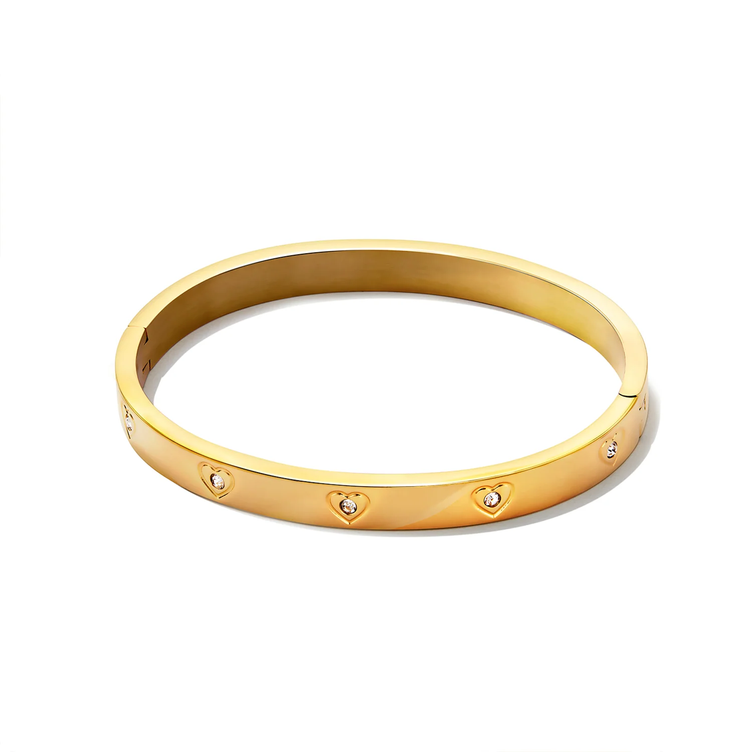 Statement Crystal Heart Bangle (Gold) - Image 13