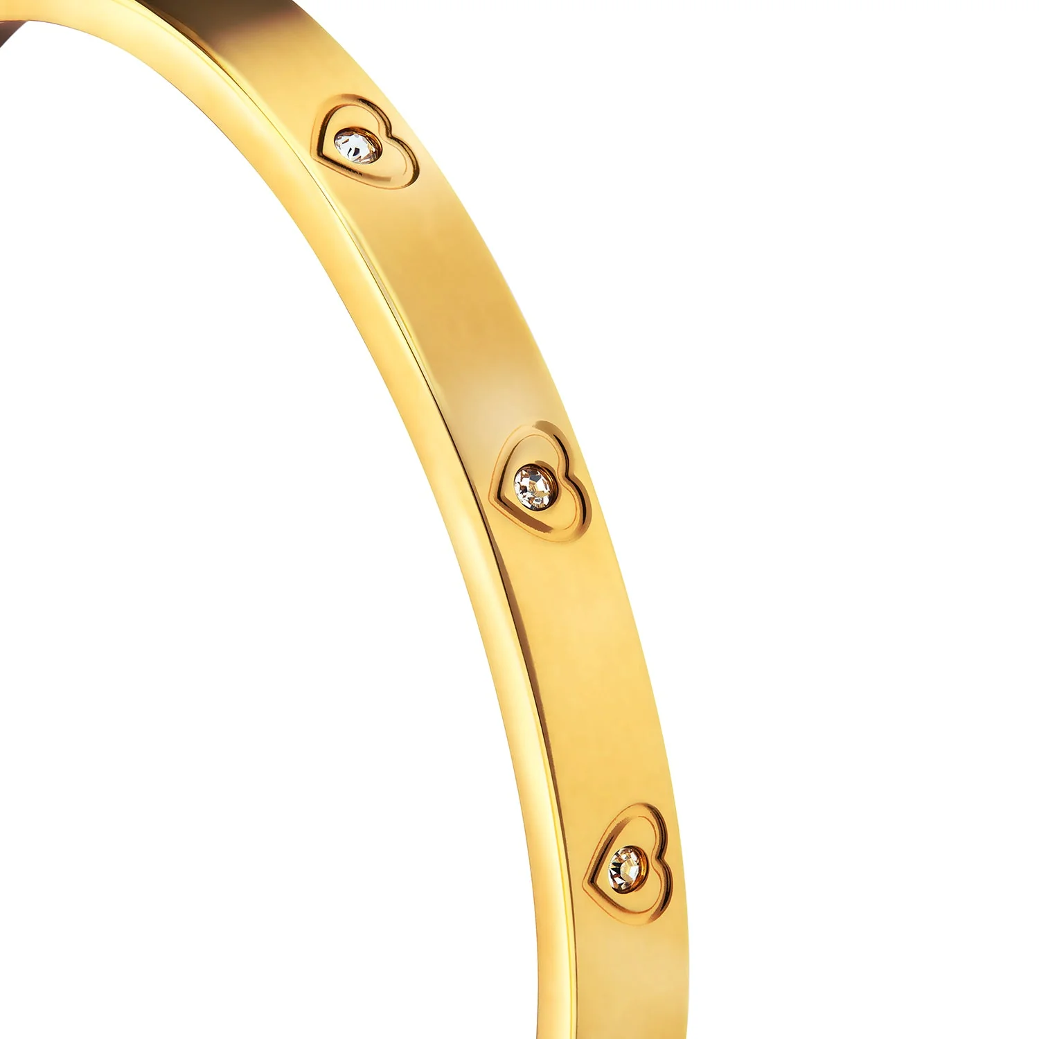 Statement Crystal Heart Bangle (Gold) - Image 4
