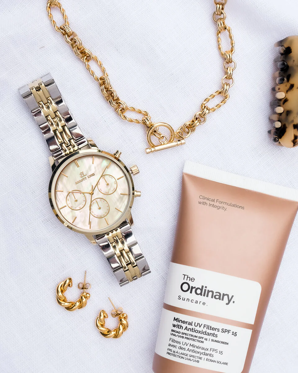 Twisted Huggie Hoop Earrings (Gold) - Image 6