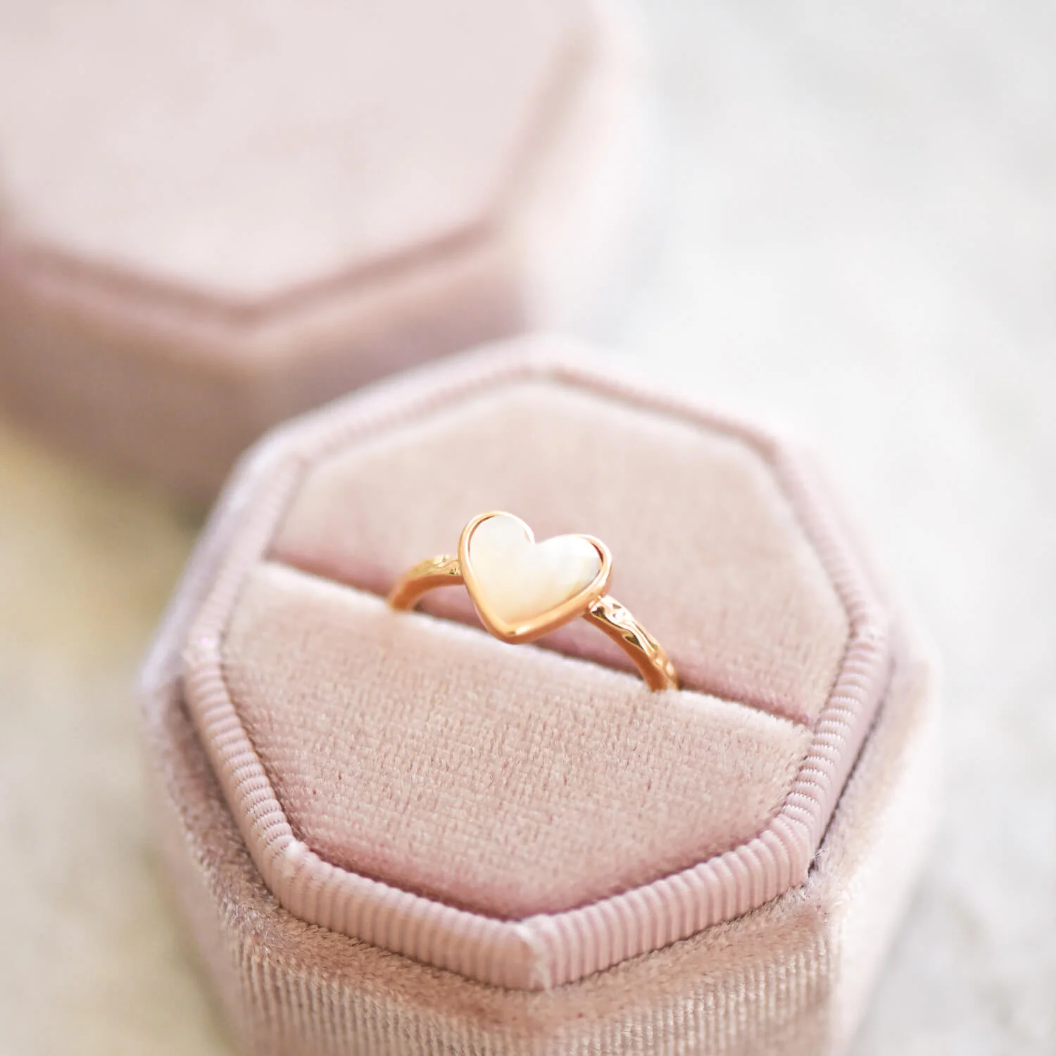 White Quartz Heart Ring (Gold) - Image 3